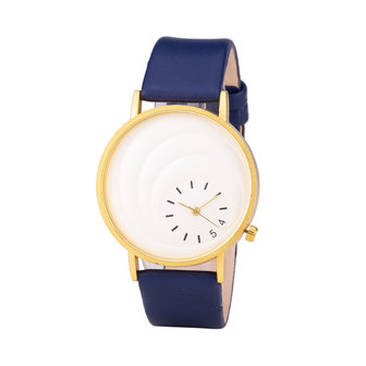 Leren Dames Horloge - Blauw &amp; Goud