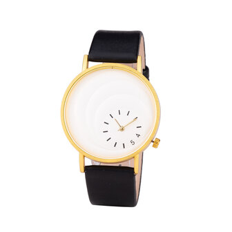 Leren Dames Horloge - Zwart &amp; Goud