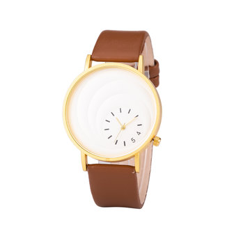 Leren Dames Horloge - Bruin &amp; Goud