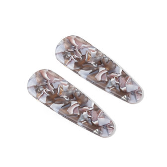 2x Triangular Hair Clip with Golden Clip - Gray