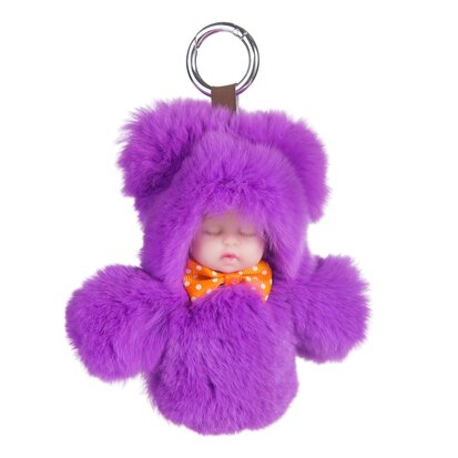 Sleutelhanger / Tashanger Fluffy Baby 16cm Groot - Paars