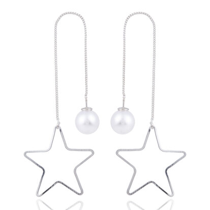 EARRING WITH TRIANGLE & PEARL