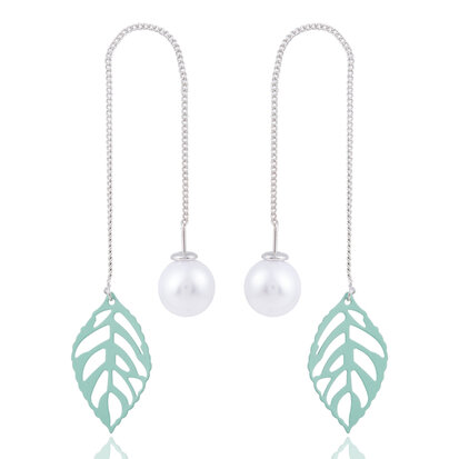 OORBEL MET LEAF & PAREL