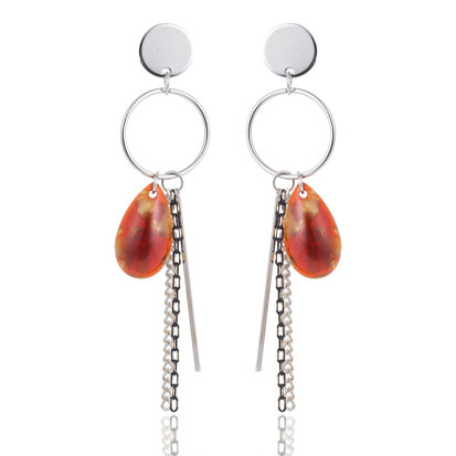 EARRING WITH DRIPP ABSTRACT & CHAIN