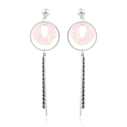 EARRING WITH ROUND ABSTRACT & CHAIN