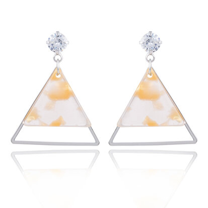 EARRING WITH ABSTRACT TRIANGLE & STRASS STONE