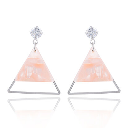 EARRING WITH ABSTRACT TRIANGLE & STRASS STONE