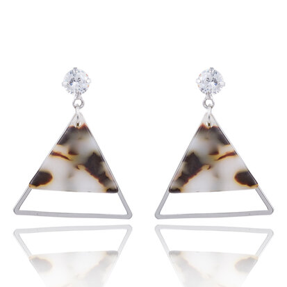  EARRING WITH ABSTRACT TRIANGLE & STRASS STONE