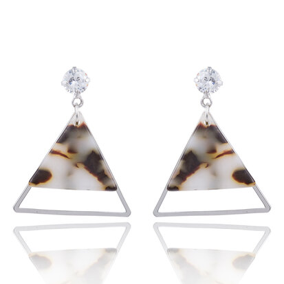 OORBEL MET ABSTRACT TRIANGLE & STRASS STEENTJE