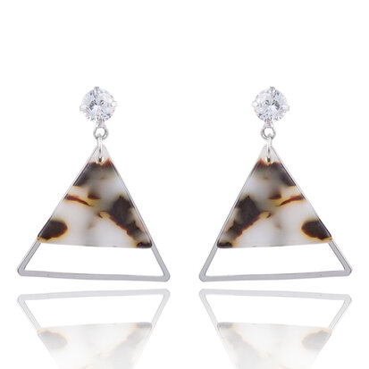 OORBEL MET ABSTRACT TRIANGLE & STRASS STEENTJE