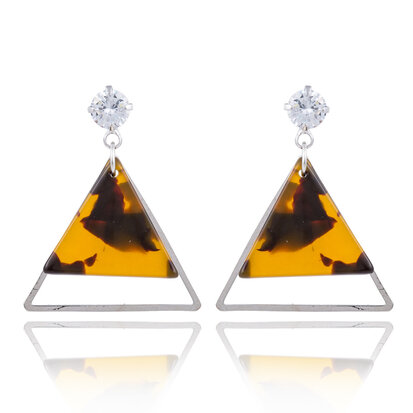 OORBEL MET ABSTRACT TRIANGLE & STRASS STEENTJE