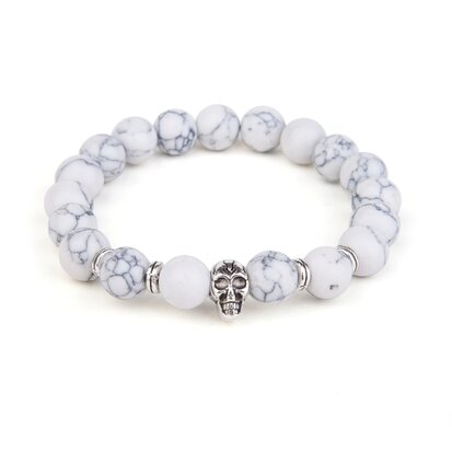  BEADS BRACELET HOWLITE WITH SKULL BAG