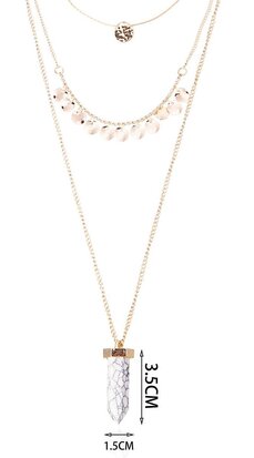 Statement Ketting - Marmer Look Pendant 