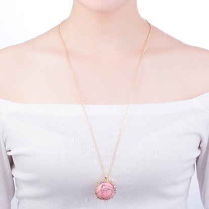 Statement Ketting - Sun Marmer Look Pendant 