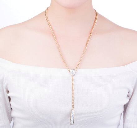 Statement Ketting - Marmer Look Pendant 