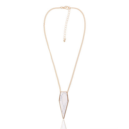 Statement Ketting - Marmer Look Pendant 