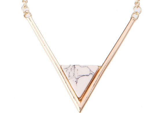 Statement Ketting - Driehoek marmer look Pendant 