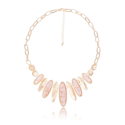 statement ketting - Marmer Look Pendant - Beige