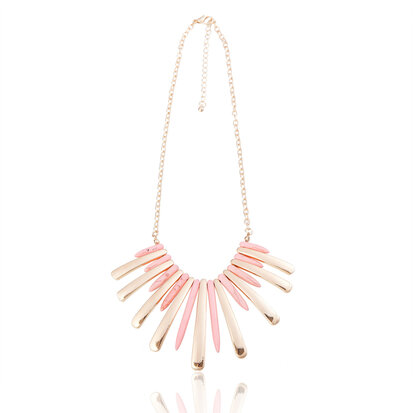 statement ketting - Stalen Pendants - Gold & Pink