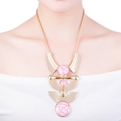 statement ketting - Marmer look Pink Moon