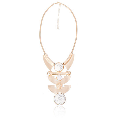 statement ketting - Marmer Look Witte maan 