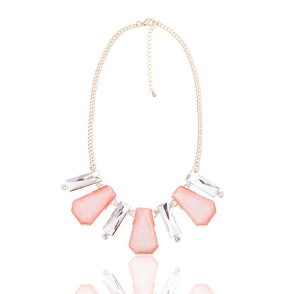 statement ketting - Pink & Crystal Pendant Necklace