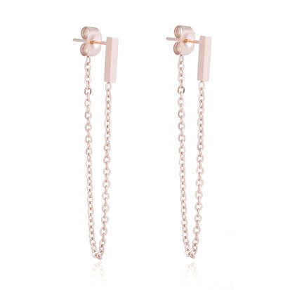ROEST VRIJ STAAL CHAIN EARRING SQUARE BAR