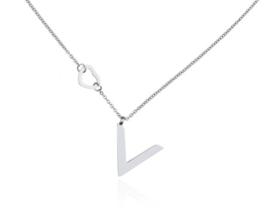 Stainless Steel Ketting Met V en Hartje