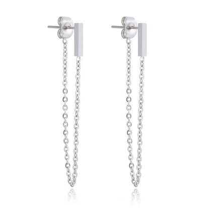 ROEST VRIJ STAAL CHAIN EARRING SQUARE BAR