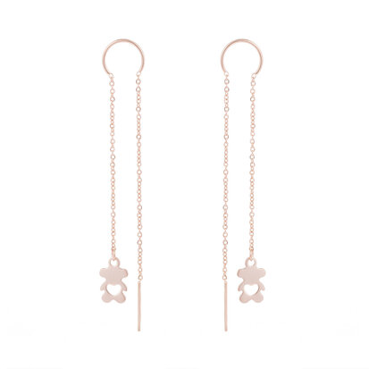STAINLESS STEEL CHAIN ​​EARRINGS BEAR Color Rosé Gold