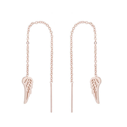 STAINLESS STEEL CHAIN ​​EARRING WINGS Color Rosé Gold