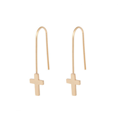 STAINLESS STEEL EARRING CROSS Color Gold