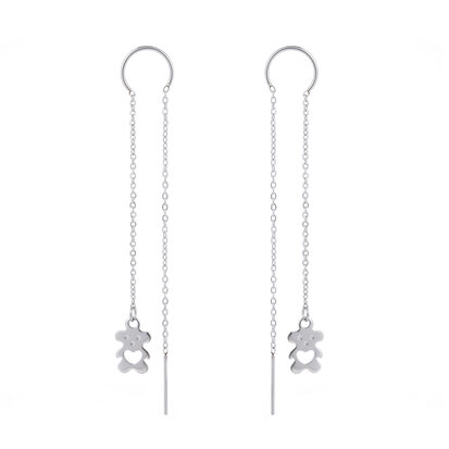 STAINLESS STEEL CHAIN ​​EARRING BEAR Color Silver