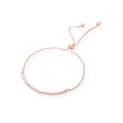 Pave Bar In Strass Steentjes Bedelarmband Verstelbare Maat Kleur Rosé Goud