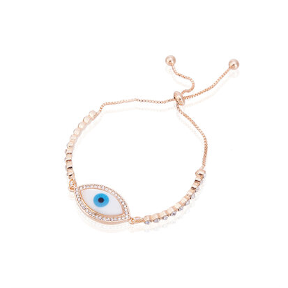 Boze Oog In Strass Bedelarmband Verstelbare Maat Kleur Goud (Stone Evil Eye)