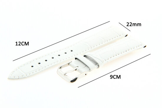Watch Strap Leather 22mm White