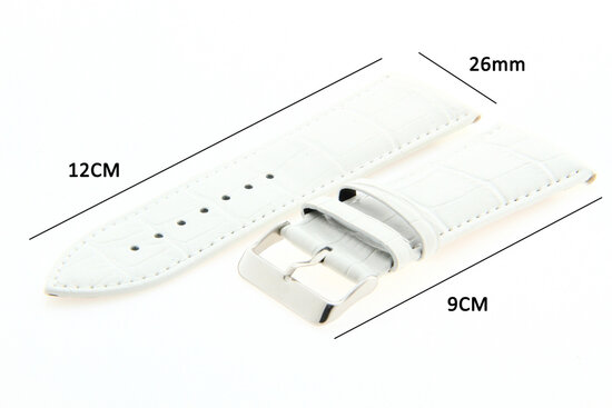  Watch Strap Leather 26mm White