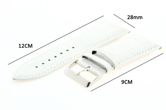 Horlogeband Leer 28mm Wit