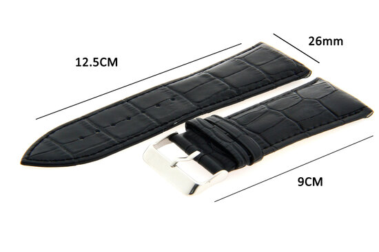 Horlogeband Leer 26mm Zwart