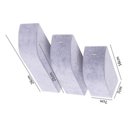 3 Delig Display Hals Fluweel Grijs 26, 21 en 16 cm  hoog