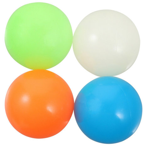 Sticky Balls - 4 Stuks Glow in the dark 6,5