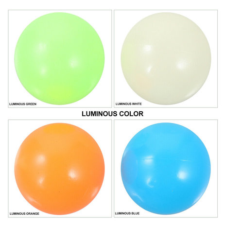 Sticky Balls - 4 Stuks Glow in the dark 6,5