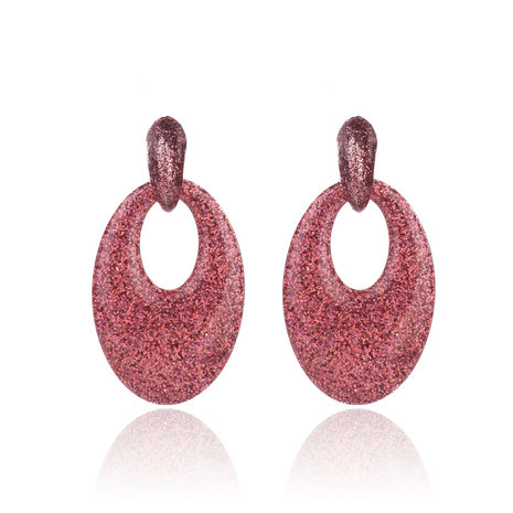 Vintage Earrings with glitters - Oval - 5x3,5 cm - Dark Pink