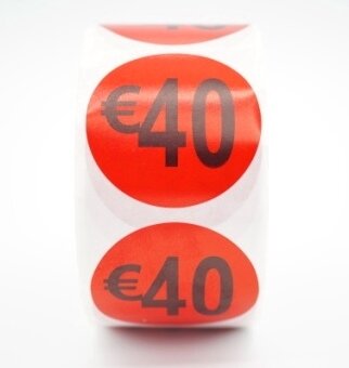 Prijs/Korting 40 euro stickers 500 stk - Dia: 2cm