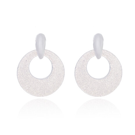 Vintage Earrings with glitters - Round - 4x4 cm - White