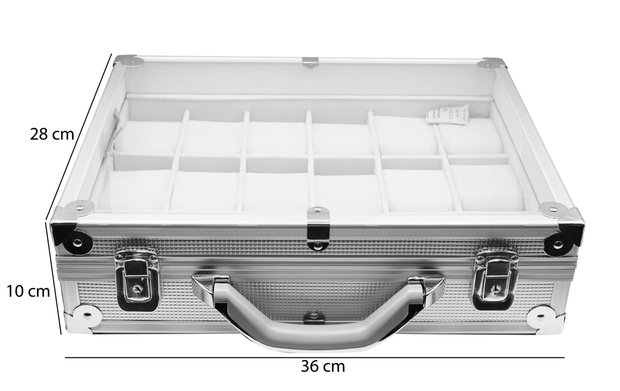 Aluminium koffer met Handvat voor Armbanden & Horloges 18 Vakken