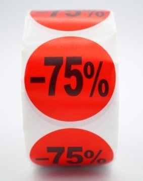 Prijs/Korting -75% stickers 500 stk