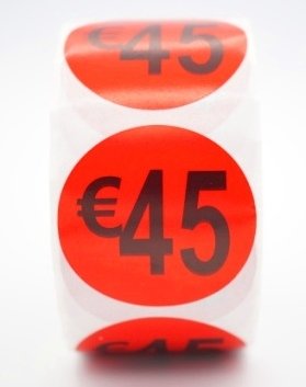 Prijs/Korting 45 euro stickers 500 stk - Dia: 3.5cm