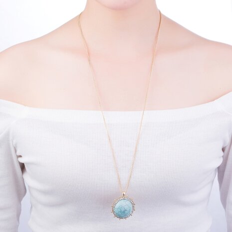 Statement Ketting - Sun Marmer Look Pendant 