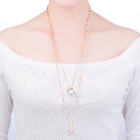 Statement Ketting - Marmer Look Pendant 